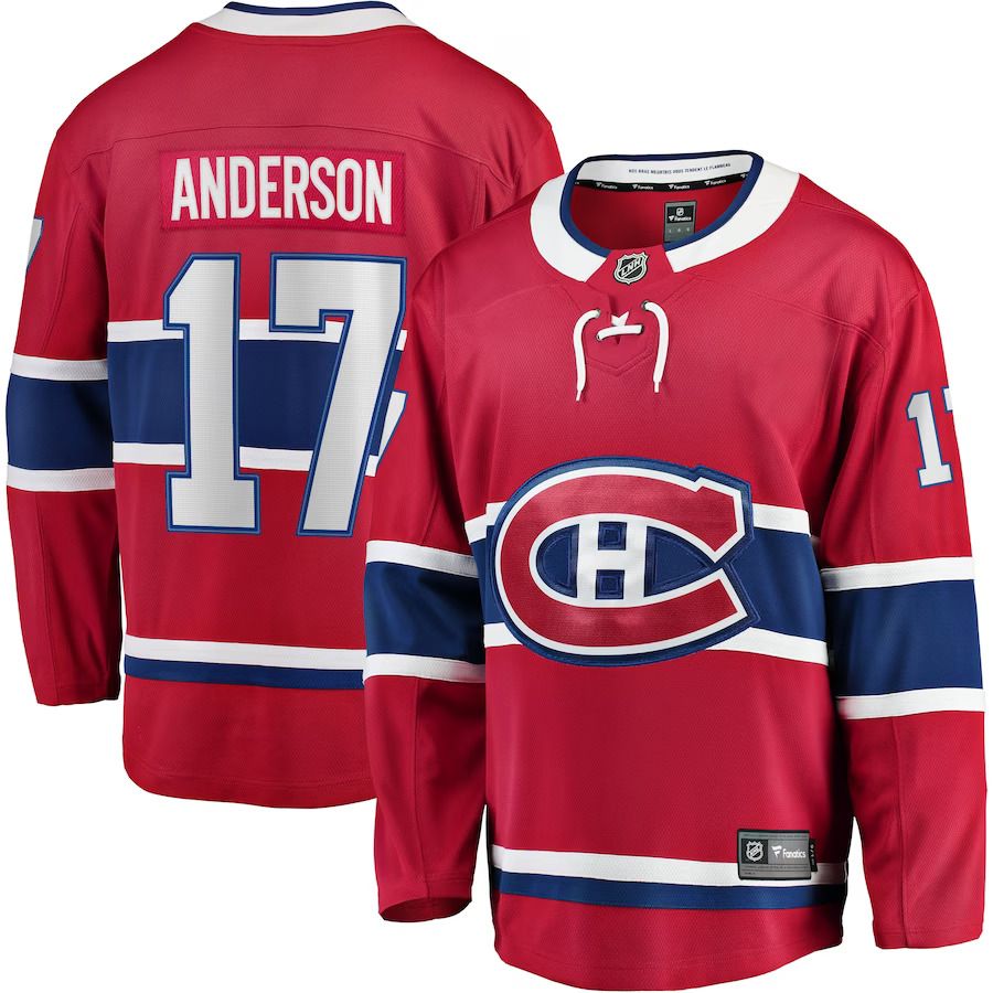 Men Montreal Canadiens #17 Josh Anderson Fanatics Branded Red Breakaway Player NHL Jersey